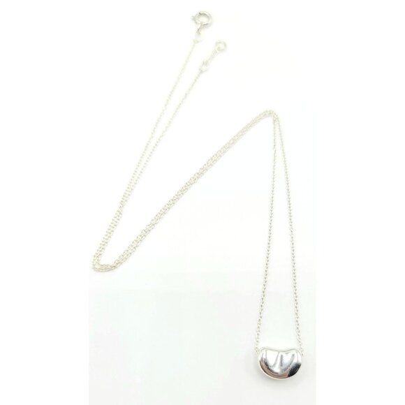 Tiffany Elsa Peretti Sterling Heart Bean Pendant Chain, 18" - Picture 2 of 10